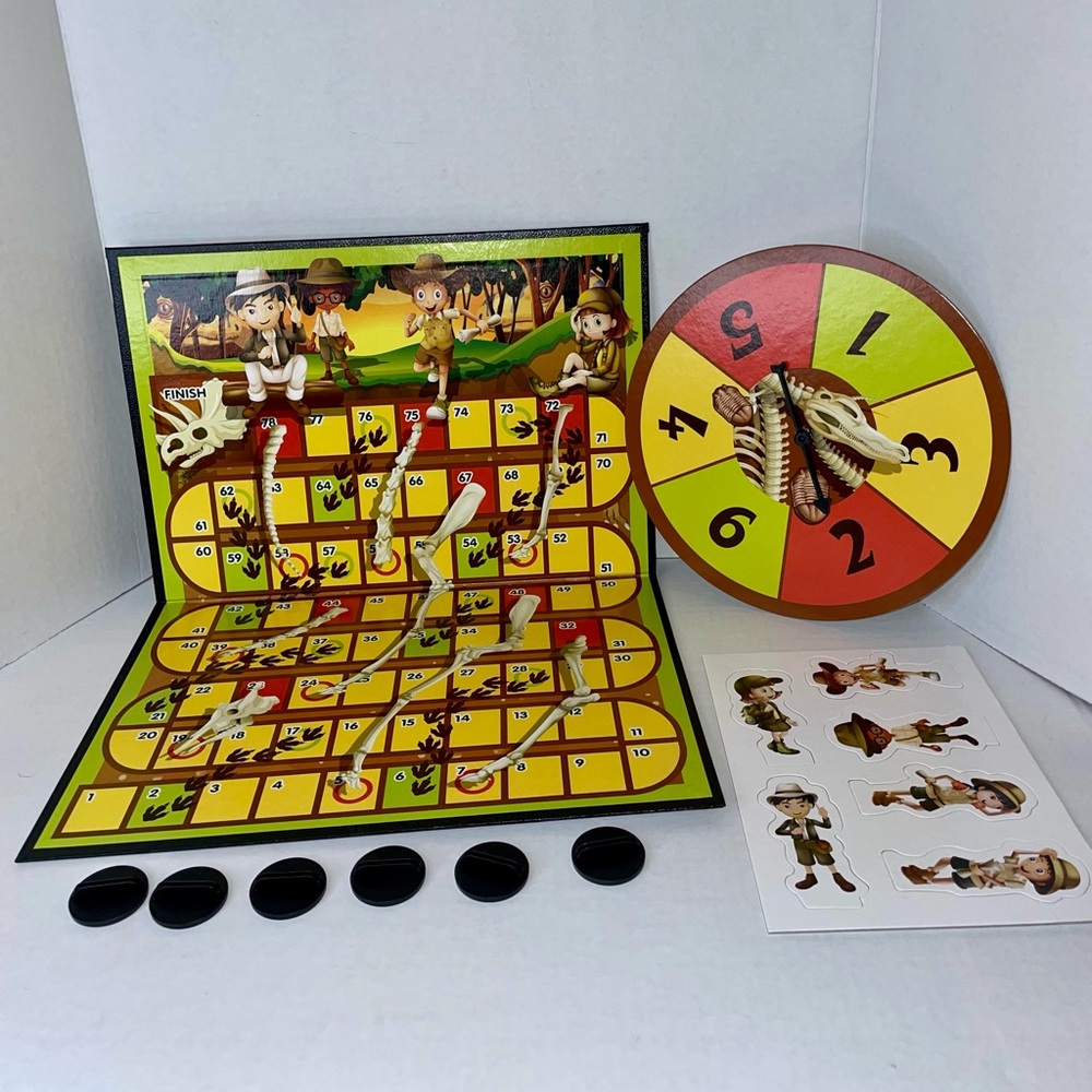 DINOSAUR! SNAKES & LADDERS BOARD GAME PALEONTOLOGIST PRESCHOOL 2-6  PLAYERS NEW